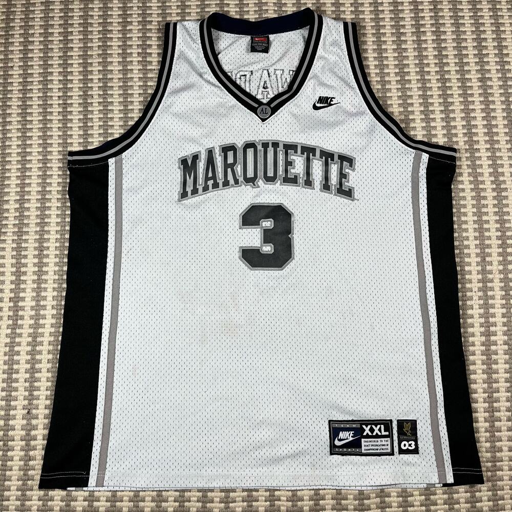 Vintage Nike Dwyane Wade Marquette Golden Eagles White Black Jersey Sz XXL Men’s